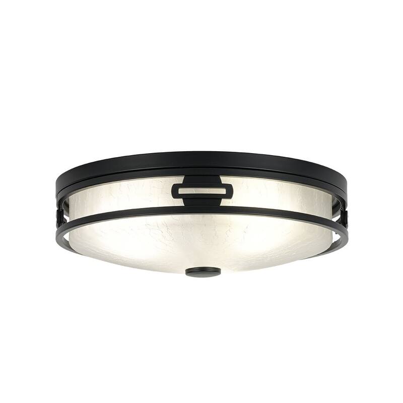 Modern Entryway Crackle Glass Round Flush Mount