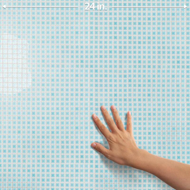 Merola Tile Fioretti Glossy Powder Blue 12" x 12" Porcelain Mosaic Floor and Wall Tile