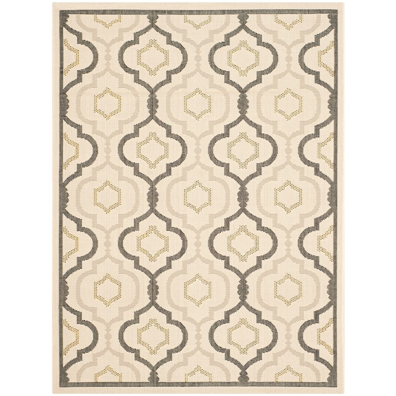 SAFAVIEH Courtyard Oyvor Indoor/ Outdoor Waterproof Patio Backyard Rug - 2'7" x 5' - Beige/Black