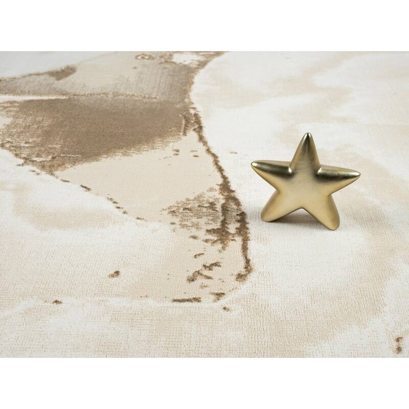 Lavell Collection Abstract Beige/Cream Area Rug - 2'2'' X 7'9''