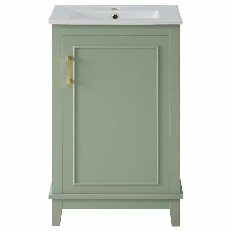 Modern 20-Inch Small Bathroom Vanity Cabinet with Ceramic Basin