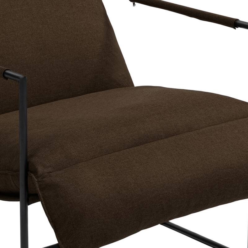 Mid-century Metal Sling Upholstered Armchair with Lengthen Upholstered
