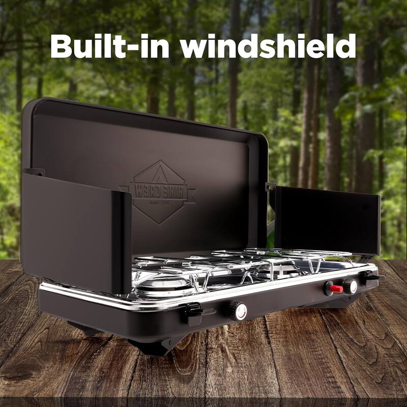 Hike Crew 2-Burner Gas Camping Stove - 20,000 BTU Propane Portable Grill with Igniter & More! - N/A