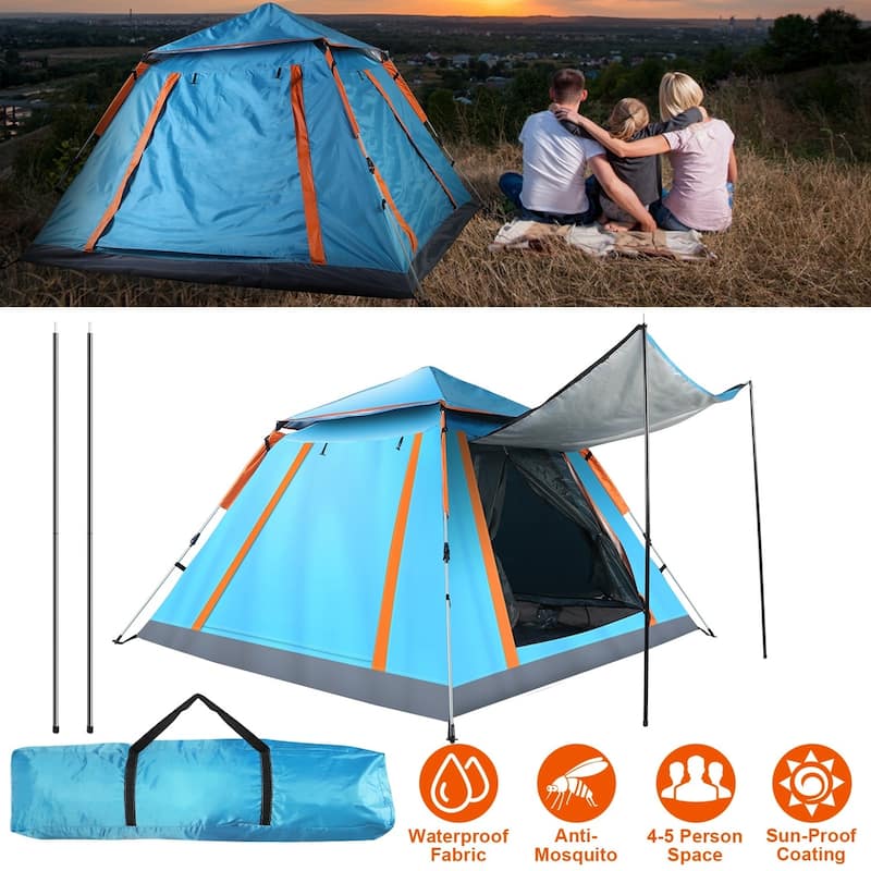 4-5 Person Pop-Up Camping Tent Instant Setup Waterproof Windproof - 84.65x84.65x53.54in