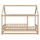 preview thumbnail 7 of 13, Kids Bed Floor Wooden Bed with House Roof Frame and Fence Guardrails DIY Decor