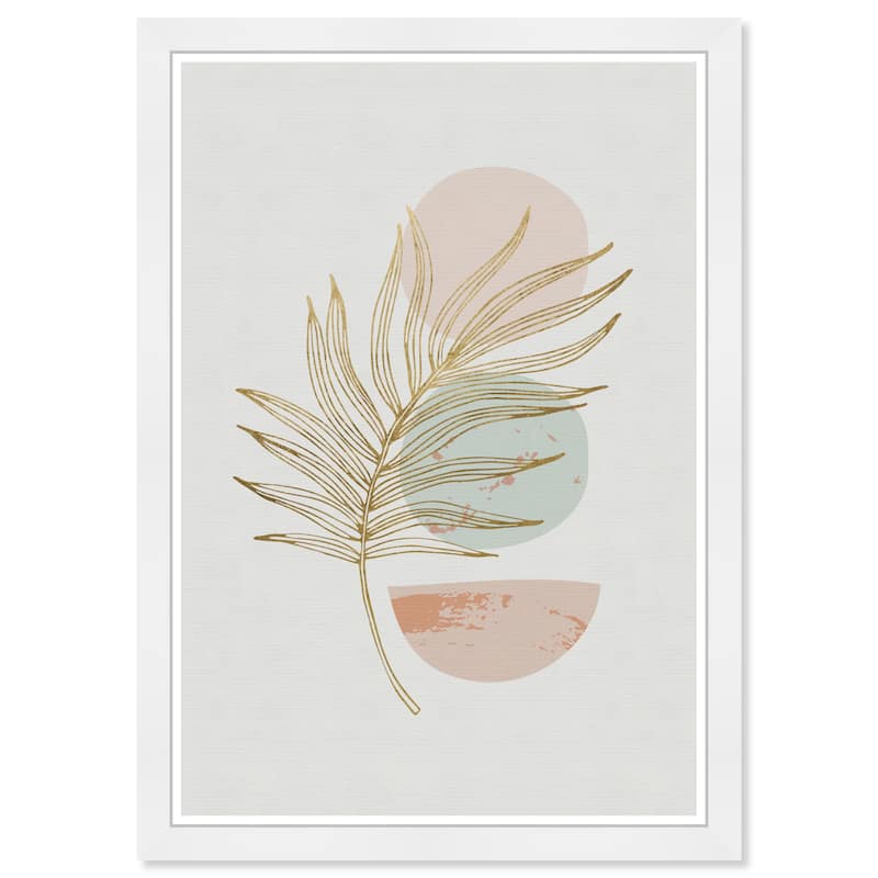 Wynwood Studio Prints Floral and Botanical Light Leaves Gold and Metallic Gold Mid-Century Modern Wall Art Canvas Print