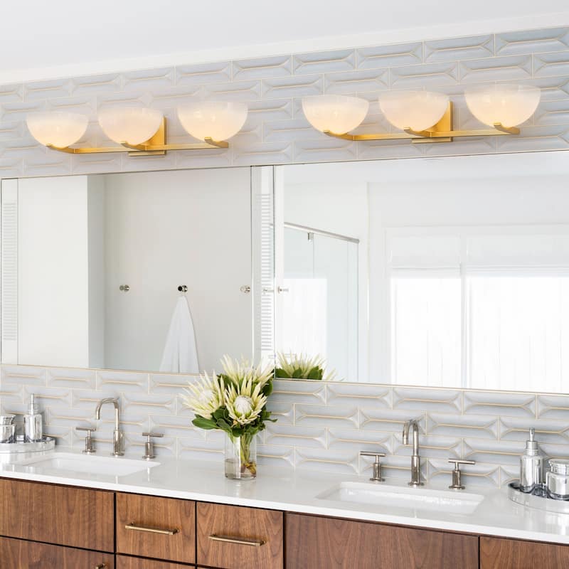 Modern Bowl-Shape Vanity Lights with Gradient White Glass Shades