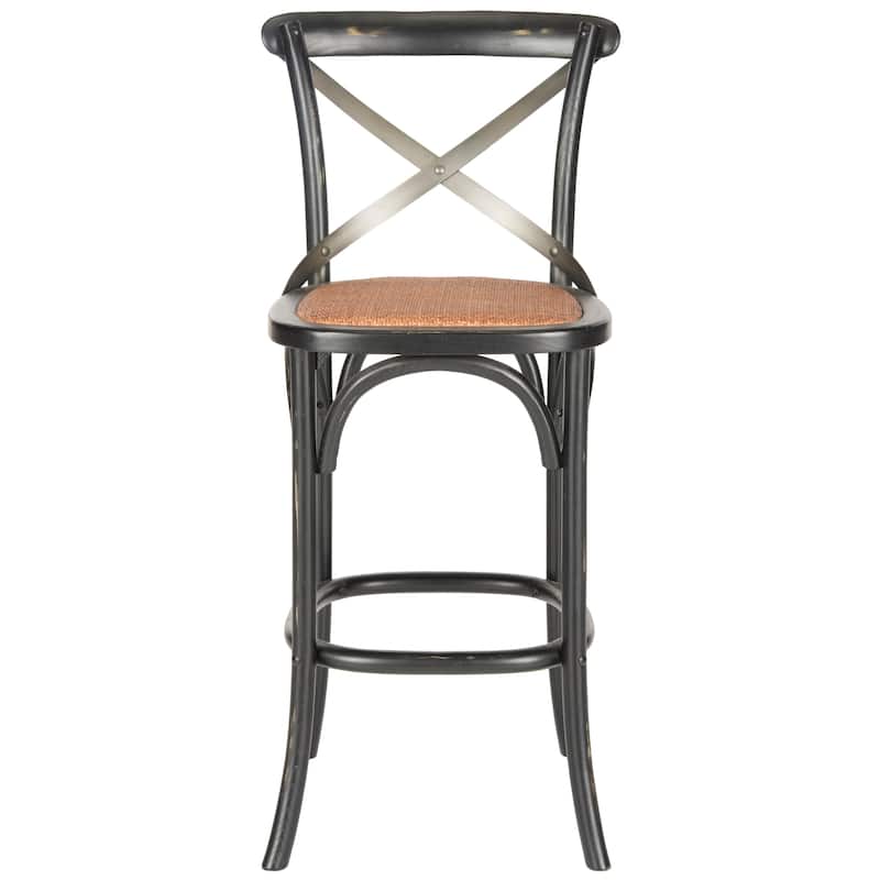 SAFAVIEH Azisa 30-inch x-Back Antique White Bar Stool - 20Wx21Dx44H