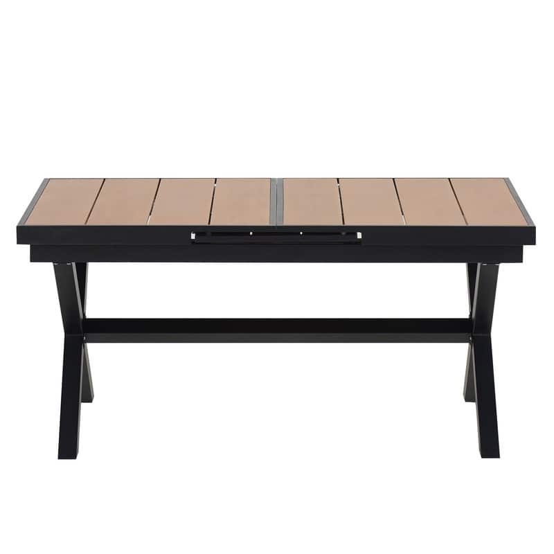 Expandable 6-Piece Outdoor Dining Set, Extending Table & Flexible Chairs