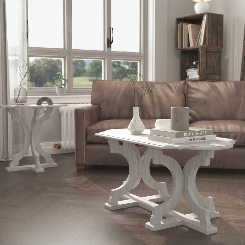 GALANO Doynton 39.4 in. Oval Solid Wood Top Coffee Table