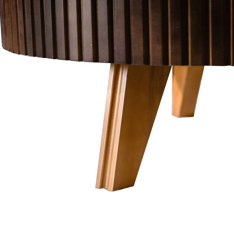 39.37" Retro Round Coffee Table with Storage Space, Suitable for Living Room and Office