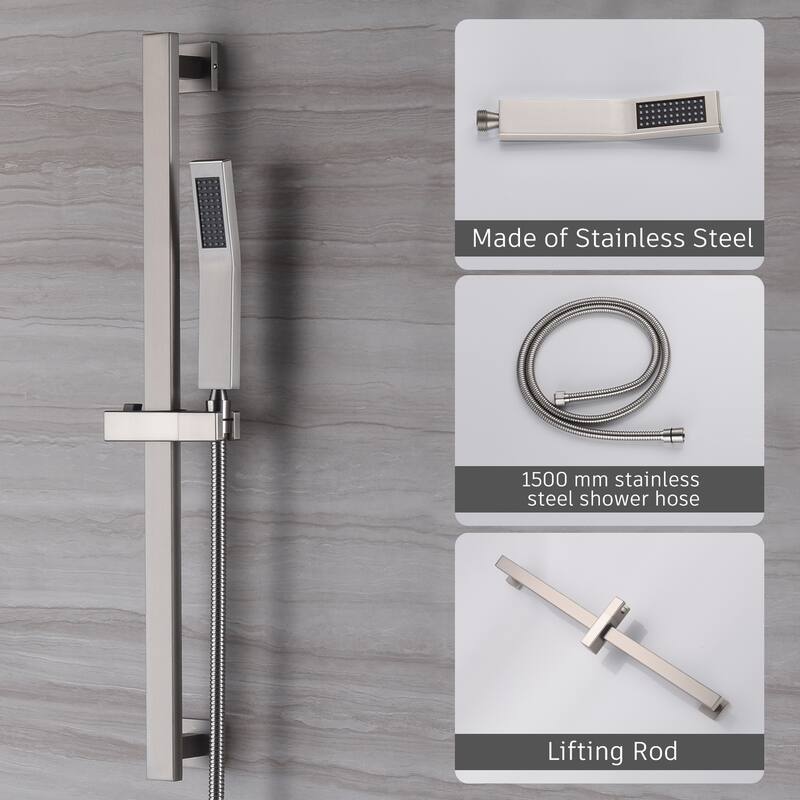 2 Function 10-inch Ceiling Mount Dual Shower Heads Shower System With Sliding Rod Shower Hand