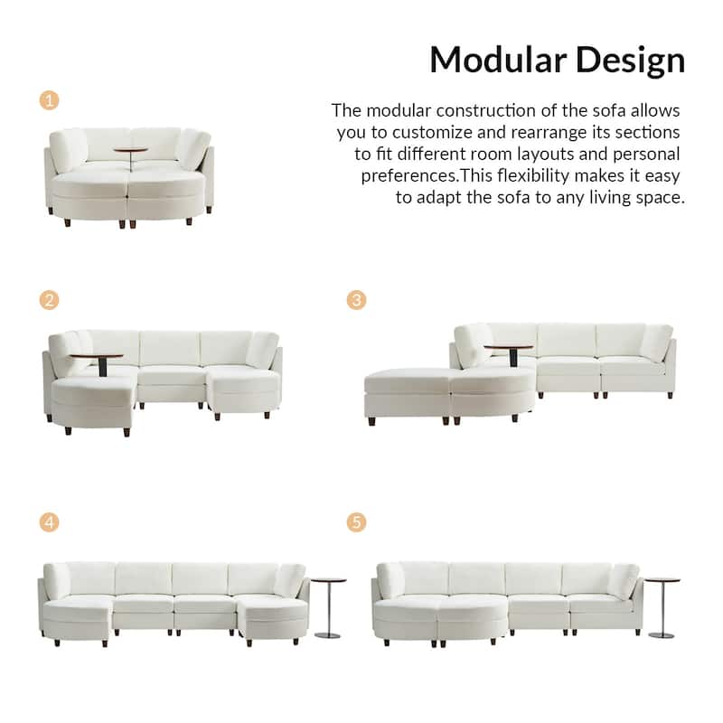 Mattia Modern Under-seat Storage Sectional Sofa with Round Table and Solid Wood Legs by HULALA HOME