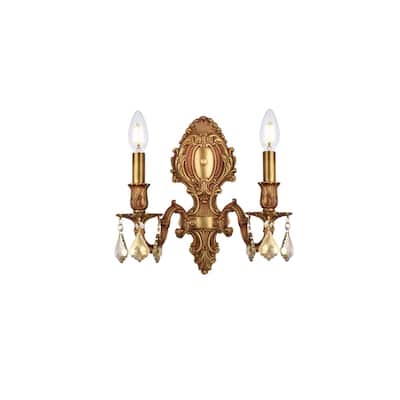 Fleur Illumination Collection Wall Sconce D:10in H:11.5in E:7.5in Lt:2 French Gold Finish (Royal Cut Crystals)