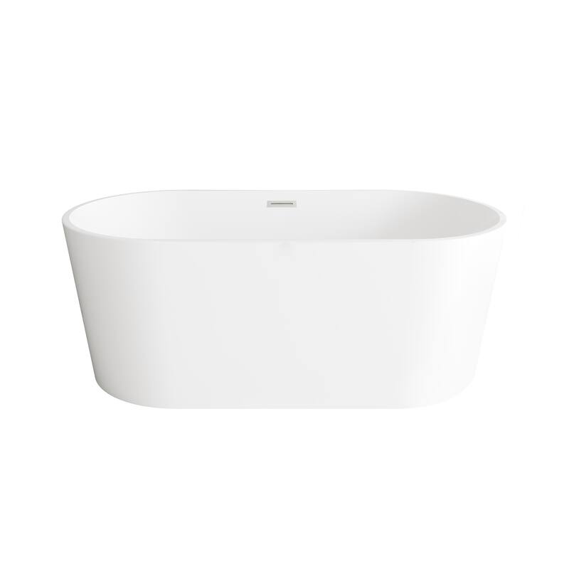 Melisande Bathtub in Glossy White - Glossy White with Brushed Nickel Trim - 59"