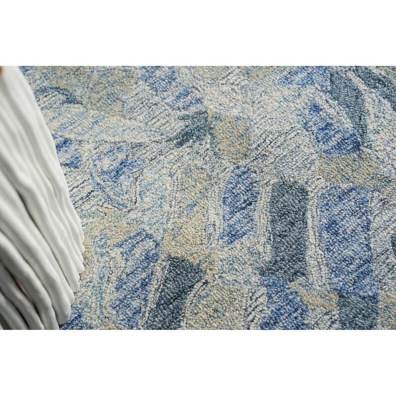 Botanica Blue/Ivory/Multi New Zealand Wool hand-tufted Area Rug