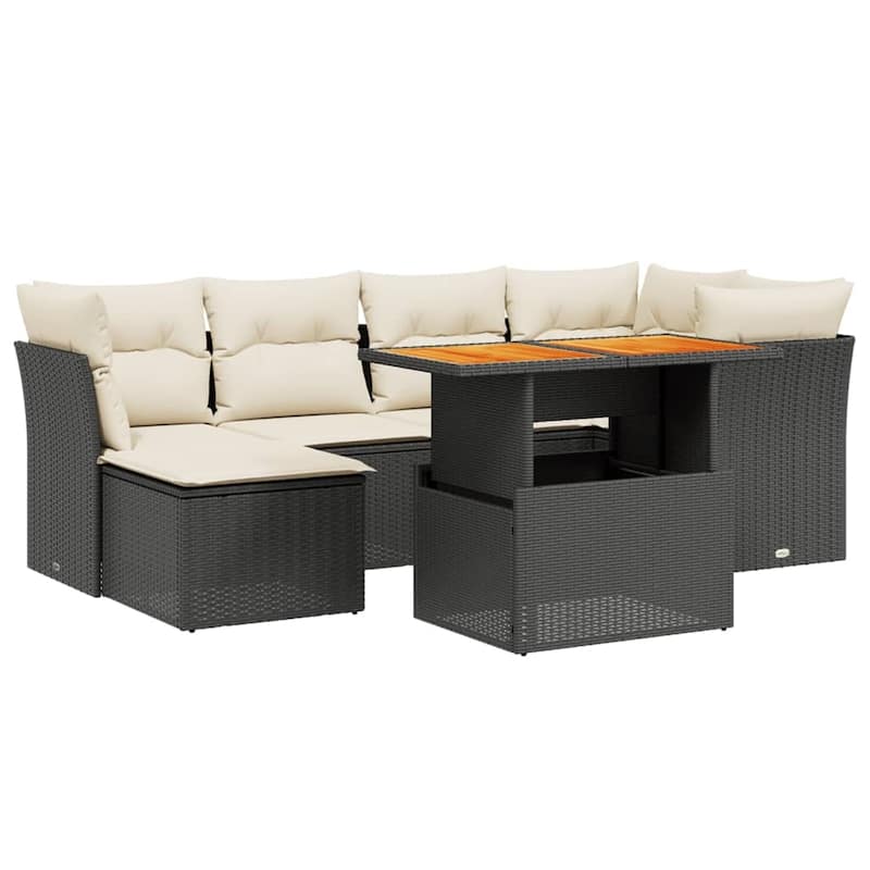 vidaXL Garden Sofa Set Black, Cream White - 21.7 x 39.4 x 28.7
