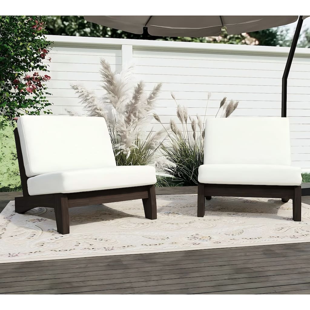 Outdoor Furniture Teak Wood Armless Loveseat Sofa With Cushion