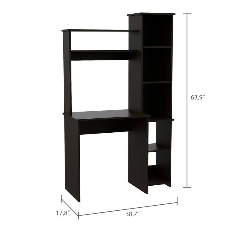 Marston 6-Shelf Writing Desk with Built-in Bookcase