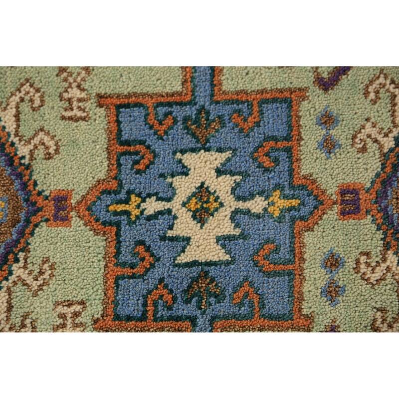 Light Green Khotan Indian Runner Rug Handmade Wool Carpet - 2'5"x 9'10"