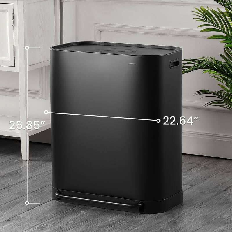 happimess Beni Kitchen Trash/Recycling 16-Gallon Double-Bucket Step-Open Trash Can, Chrome