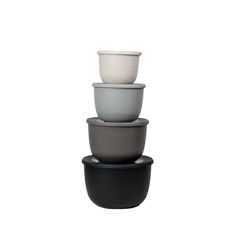 Stackable Mixing Bowls with Lids, Taupe, Set of 4 - Brown