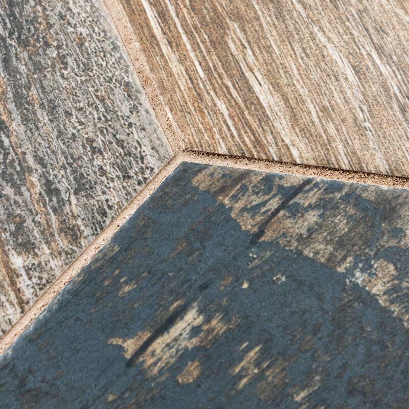 Merola Tile Gaugin Hex Catan Shadow 8-5/8" x 9-7/8" Porcelain Floor and Wall Tile