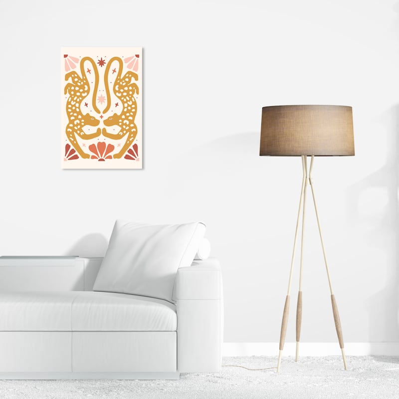 Wynwood Studio Canvas Animals Feline Touch Reflection Brown and Ochre Modern & Contemporary Wall Art Canvas Print - 16 x 24