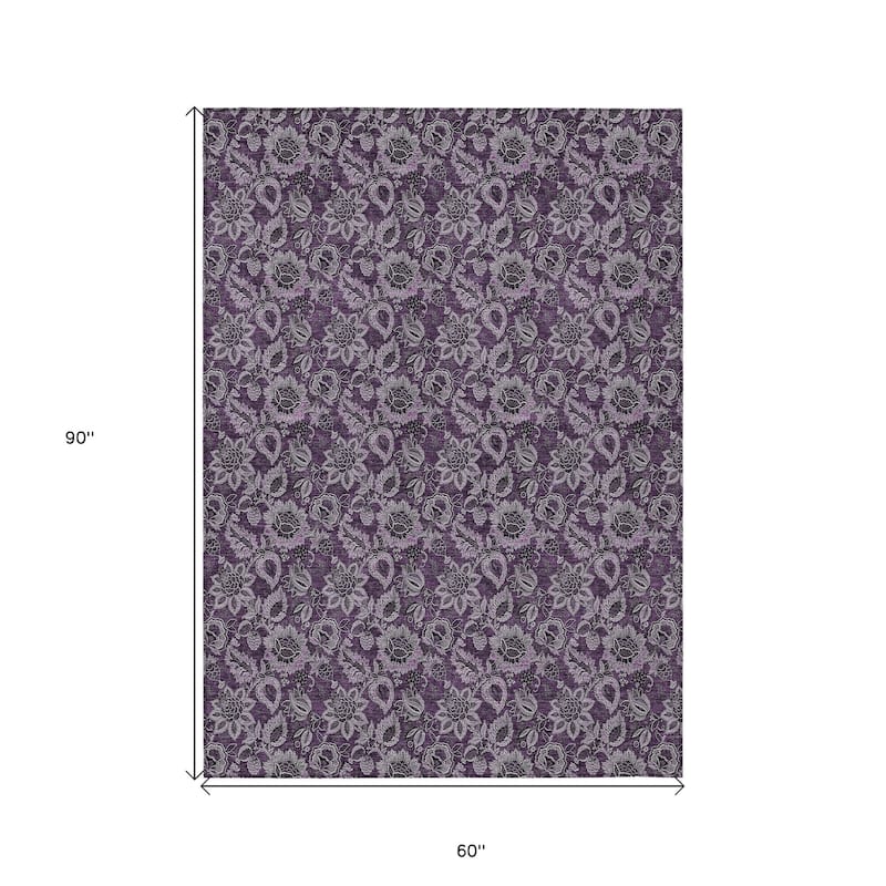 HomeRoots Floral Transitional Rectangle Outdoor Rug
