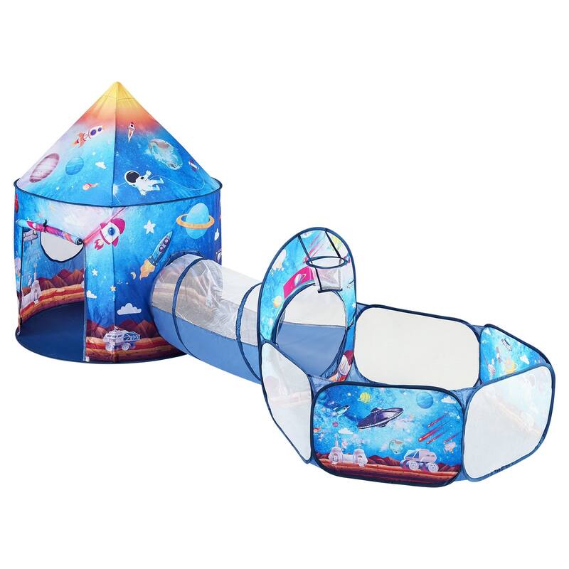 Multi Color Polyester 3 Piece Kids Play Tent Tunnel Set with Ball Pit - N/A
