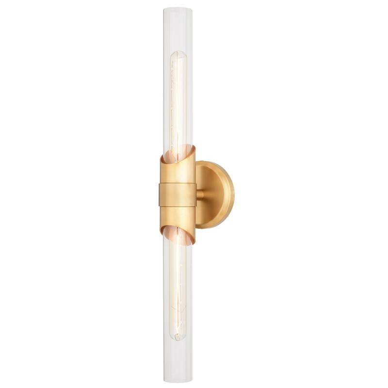 Webster 2 Light LED Compatible Contemporary Bathroom Vanity Wall Sconce Fixture Clear Glass