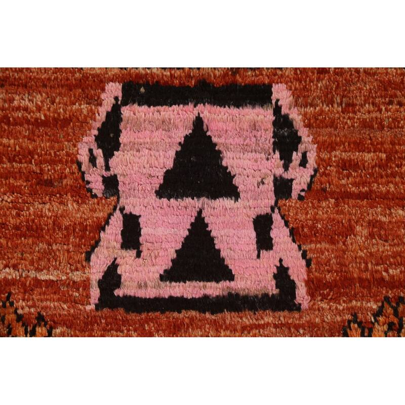 Hand Knotted Oriental 100% Wool Carpet Modern Tribal Oranges & Rust Moroccan Area Rug - 10' 2'' X 6' 8''