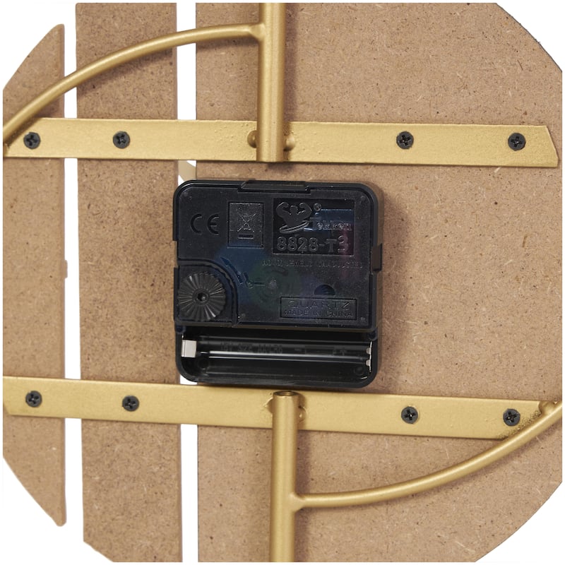Wooden Geometric Two-Toned Decorative Clock with Wood Accents and Gold Semicircle Frame - Black - CosmoLiving by Cosmopolitan