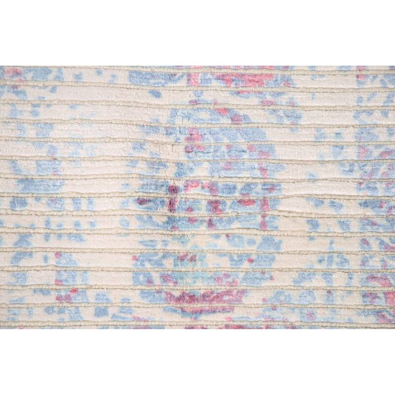 Abstract Accent Rug Hand-Knotted Striped Wool Carpet - 3'11"x 5'6"