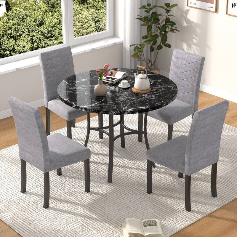 VECELO Upholstered Dining Chairs Set of 4 Parson Classic Upholstered Dining Chair,Modern 37" Parson Chairs - Grey