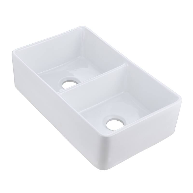 32" L x 20" W Double Basin Farmhouse Kitchen Sink