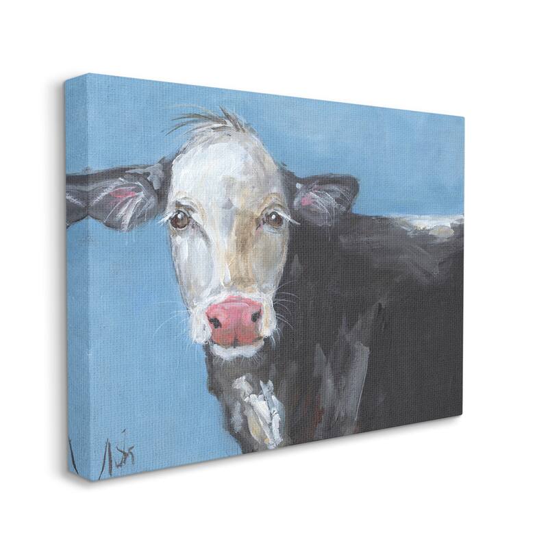 Stupell Farmhouse Dairy Cow Blue Painting Canvas Wall Art by Molly Susan Strong
