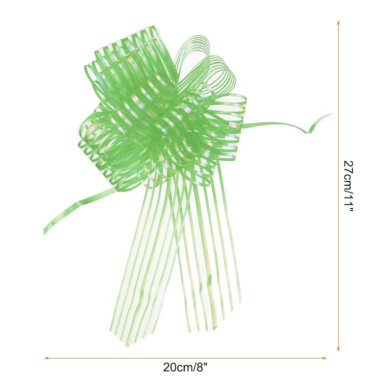 15pcs 6" Large Organza Pull Bow Chiffon Gift Wrapping Bows Ribbon - Fruit Green - 8"