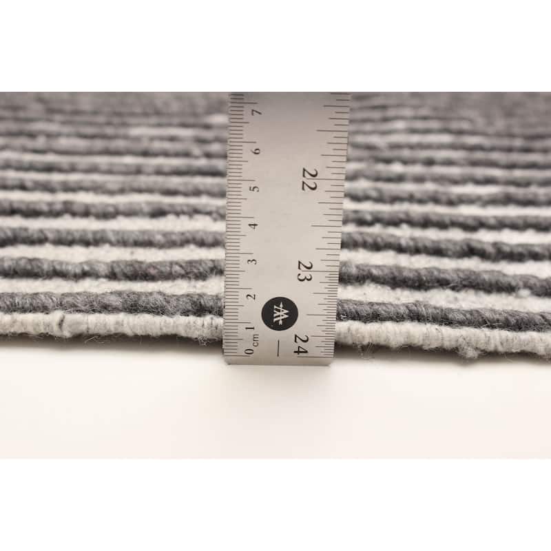 ECARPETGALLERY Braid weave Sienna Grey Wool Rug - 4'11 x 8'3