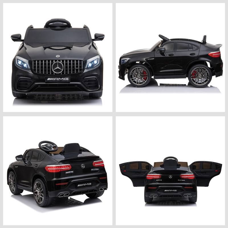 12V Mercedes Benz AMG GLC63S Coupe Kids Electric Ride-On Car with Remote Control, Music, Safety Belt, and Working Lights