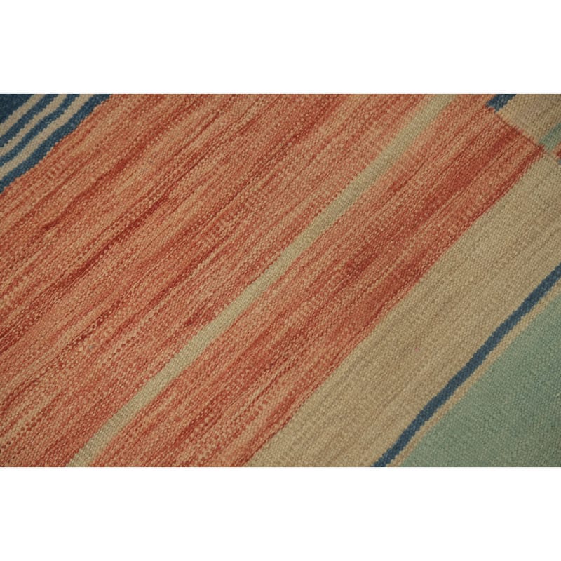 Hand Woven Oriental 100% Wool Carpet Southwestern Tribal Multi-Colored Kilim Runner Rug - 9' 10'' X 2' 6''
