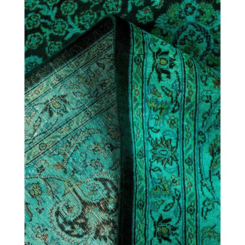 Overton Hand Knotted Wool Vintage Inspired Modern Contemporary Overdyed Blue Area Rug - 8' 2" x 10' 1"