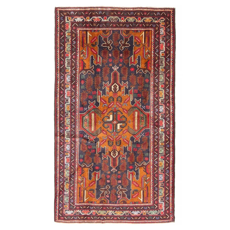 ECARPETGALLERY Hand-knotted Teimani Navy Wool Rug - 3'9 x 6'8 - 3'9 x 6'8 - Navy