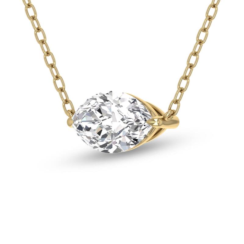 Marquee Lab Grown 1/4 Carat Floating Marquise Diamond Solitaire Pendant in 14K Yellow Gold