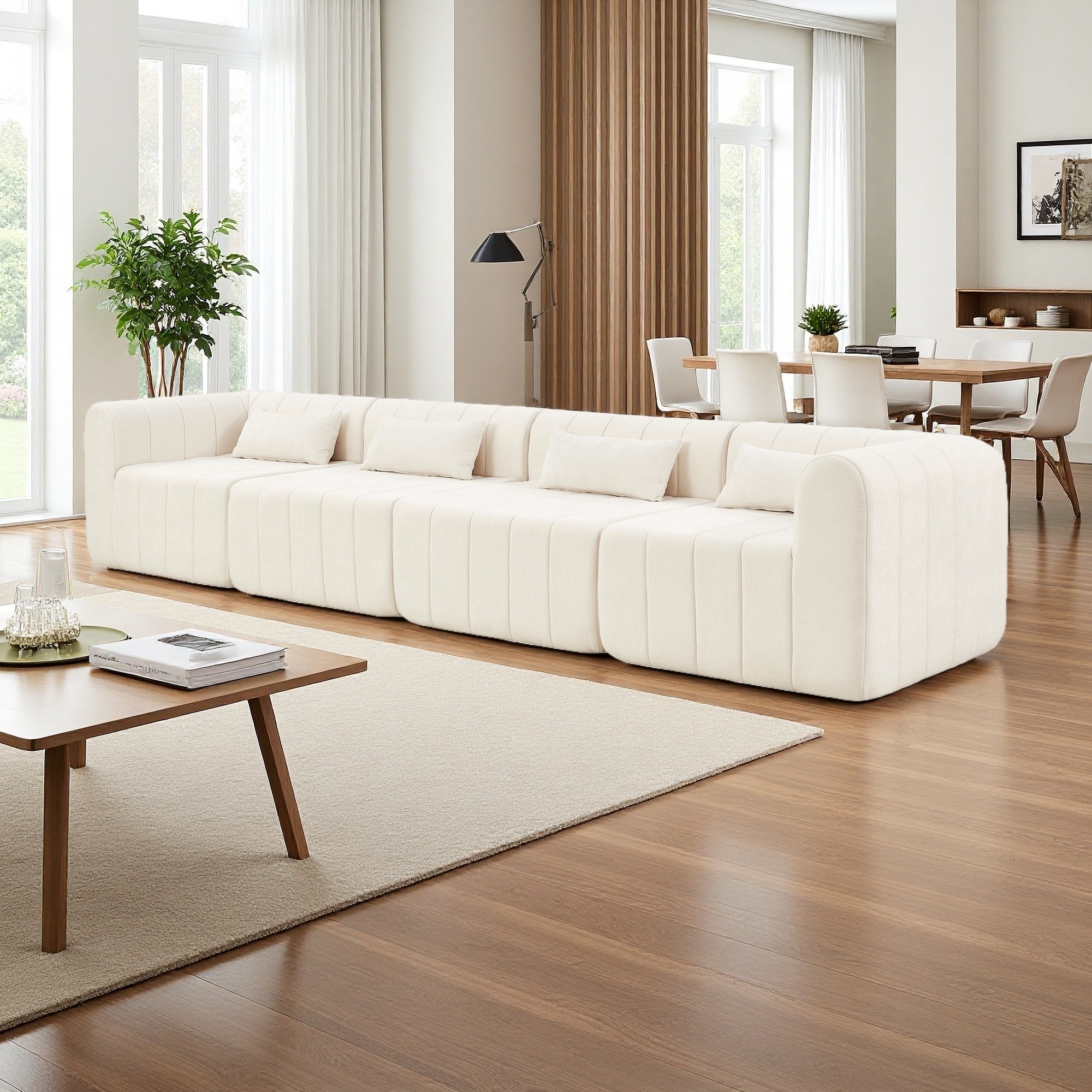 145.5" Polyester Modular Sectional Sofa with Compressed Foam, 4-Piece