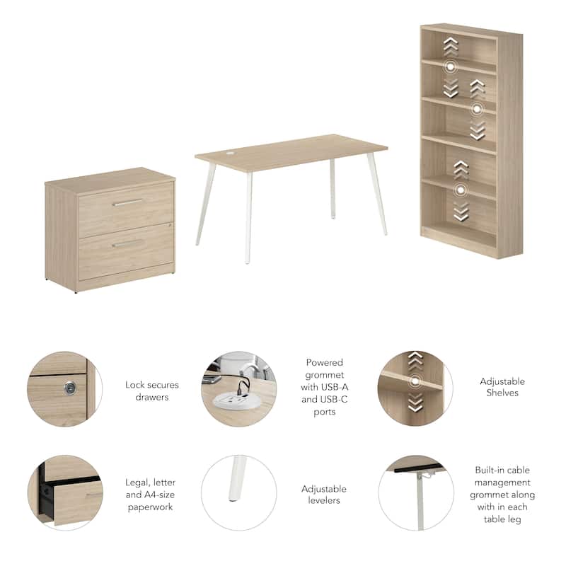 Bush Business Furniture Vista 60W Desk with File Cabinet, Bookcase