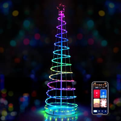 Costway 6 FT Spiral Christmas Tree with135 LED Lights 10 Lighting - See Details