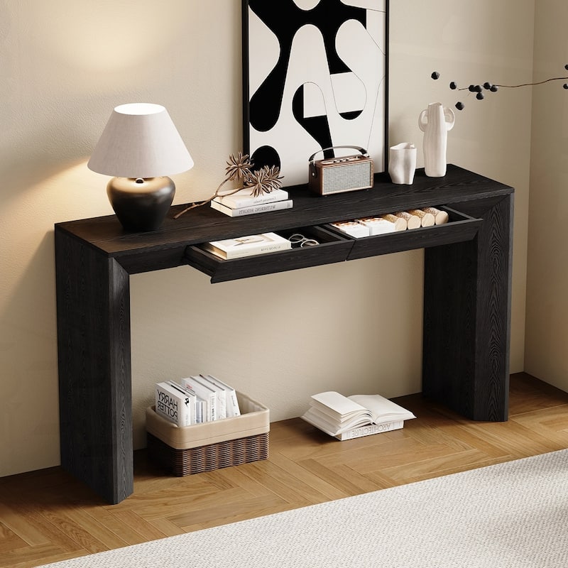 Farmhouse Console Table with 2 Concealed Drawers