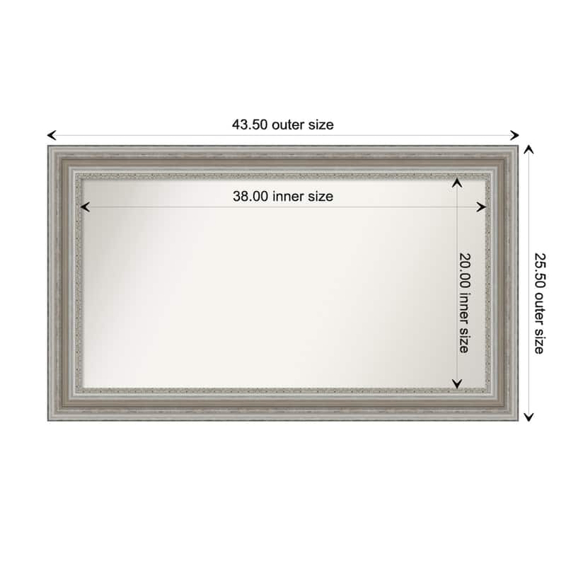 Parlor Silver Framed Non-Beveled Custom Wall Mirror, Bathroom Vanity Mirror - Outer Size: 43.5 x 25.5