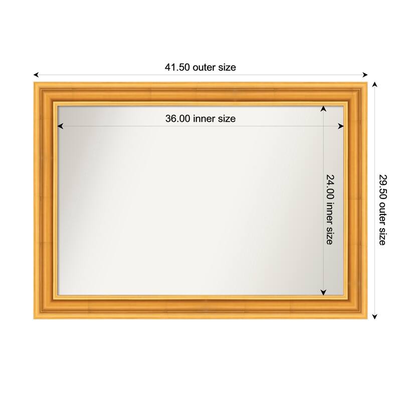 Sierra Non-Beveled Wood Framed Bathroom Vanity Wall Mirror - 42 x 30 in - Sierra Gold